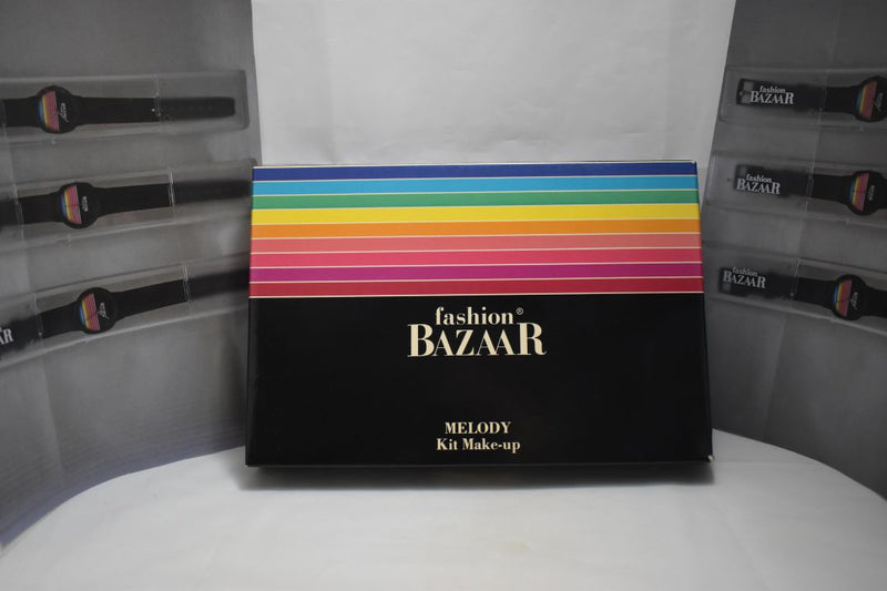 FASHION BAZAAR MELODY KIT MAKE-UP (1403-02) 32 EYE SHADOW + 3 BLUSH + 1 INDIAN EART + 1 TRANSPARENT COMPACT POWDER + 4 LIPS POWDER + 1 KAJAL BLACK PENCIL + 1 LIP PENCIL + PENCIL SHARPENER + 2 LIPSTICKS NET WT 31,18 g.