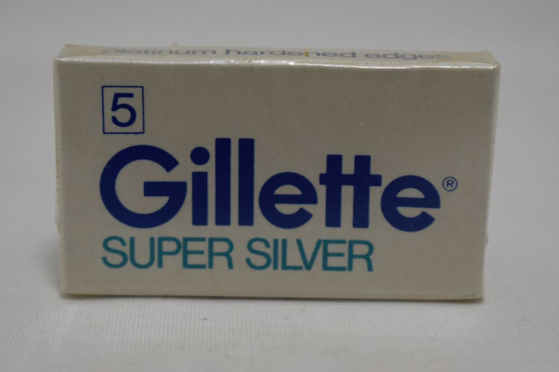 Gillette SUPER SILVER (5) STAINLESS STEEL BLADES Platinum hardened edges Χ 5 pieces (PACK)