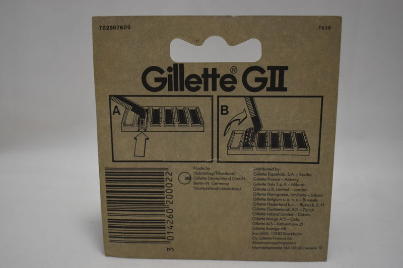 Gillette GII / TRAC II ORIGINAL (VERSION 1972) RAZOR BLADE REFILLS, 5 CARTRIDGES (1 PACK) Χ 30 pieces (PACK)