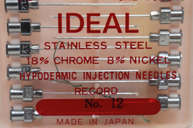 STAINLESS STEEL NEEDLES FOR HYPODERMIC INJECTION ELECTROLYTIC POLISHED (18% CHROME 8% NICKEL) No 12 ONE DOZEN / ΒΕΛΟΝΕΣ ΓΙΑ ΥΠΟΔΕΡΜΙΚΗ ΕΝΕΣΗ ΑΠΟ ΑΝΟΞΕΙΔΩΤΟ ΑΤΣΑΛΙ ΗΛΕΚΤΡΟΛΥΤΙΚΑ ΓΥΑΛΙΣΜΕΝΟ (18% ΧΡΩΜΙΟ 8% ΝΙΚΕΛΙΟ) No 12 Μια Ντουζίνα (Δωδεκάδα).