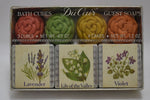 DuCAIR GIFT BOX (VERSION 1981) 3 PERFUMED BATH CUBES AND 4 GUEST SOAPS / Συσκευασία Δώρου  από 3 Αρωματισμένους κύβους Μπάνιου NET WT. 4.5 OZ,  και 4 Σαπούνια διαφορετικών χρωμάτων, σε σχήμα Μπουμπούκι Τριαντάφυλλου, 1.2  OZ.