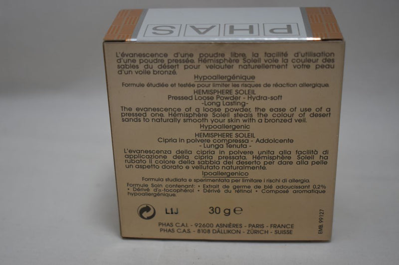 PHAS HYPOALLERGĖNIQUE HEMISPHERE SOLEIL, POUDRE LIBRE PRESSEE - Longue Tenue / PRESSED LOOSE POWDER / Πούδρα  Μεγάλης Διάρκειας, Συμπιεσμένη Χαλαρά, Υποαλλεργική, σε Απόχρωση ( SOLEIL DORE - Χρυσαφένιο του Ήλιου) 30 g.