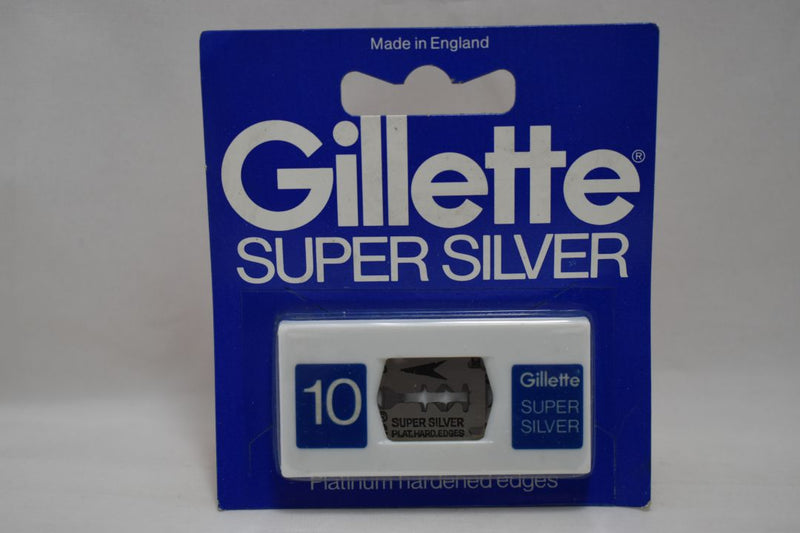 Gillette SUPER SILVER (10) STAINLESS STEEL BLADES Platinum hardened edges Χ 5 pieces (PACK)