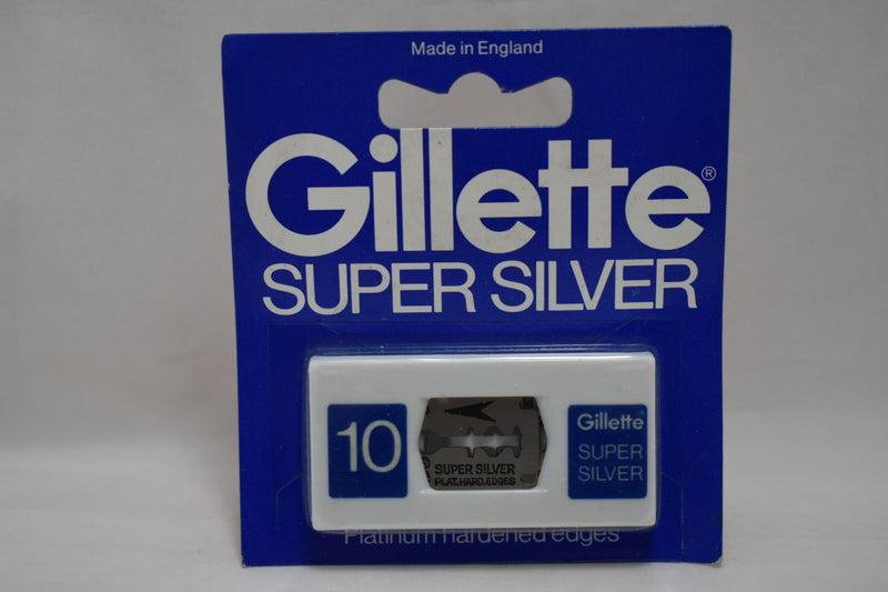 Gillette SUPER SILVER (10) STAINLESS STEEL BLADES Platinum hardened edges Χ 10 pieces (PACK)