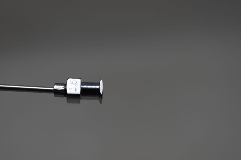 OPTIMA (Fortuna W.G.Co) GLASS HYPODERMIC SYRINGE (LUER-LOCK tip) with interchangeable components / Reusable / Γυάλινη Σύριγγα με μεταλλικό σύνδεσμο ασφαλείας, επαναχρησιμοποιήσιμη 5 c.c. + STAINLESS STEEL NEEDLES / ΒΕΛΟΝΑ No 1.5x35