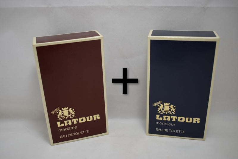 LATOUR GRANDE monsieur (VERSION 1980) POUR HOMME / FOR MEN EAU DE TOILETTE 120 ml 4 FL.OZ. + LATOUR GRANDE madame (VERSION 1980) POUR FEMME / FOR WOMEN EAU DE TOILETTE 120 ml 4 FL.OZ.