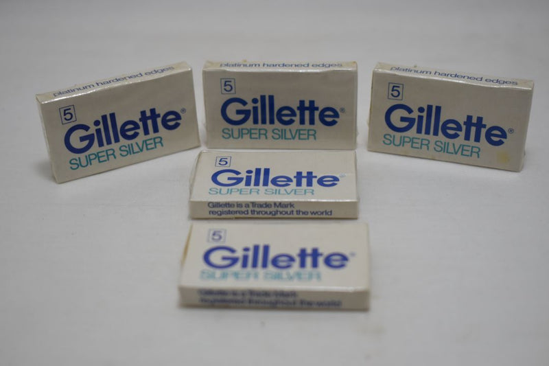 Gillette SUPER SILVER (5) STAINLESS STEEL BLADES Platinum hardened edges Χ 5 pieces (PACK)