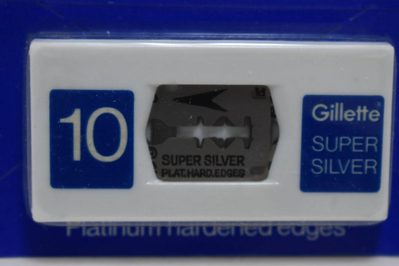 Gillette SUPER SILVER (10) STAINLESS STEEL BLADES Platinum hardened edges Χ 10 pieces (PACK)