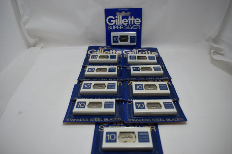 Gillette SUPER SILVER (10) STAINLESS STEEL BLADES Platinum hardened edges Χ 10 pieces (PACK)