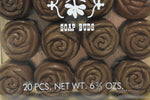 WOLFF GIFT BOX (COUNTRY FAIR) SOAP SCENTED BUDS CHOCOLATE COLOR 20 PCS (VERSION 1981) / Συσκευασία Δώρου (Υπαίθρια Γιορτή) από Αρωματισμένα Σαπούνια - 20 Τεμάχια - σε σχήμα Μπουμπούκι Τριαντάφυλλου, Χρώματος Σοκολάτας, 205 gr 6.7 OZ.