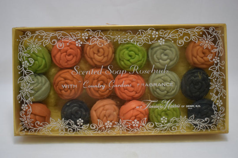 TREASURE MASTERS OF DERRY (VERSION 1981) GIFT BOX  SCENTED SOAPS ROSEBUDS (SIX DIFFERENT COLORS) 18 PCS / Αρωματικά Σαπούνια σε Συσκευασία Δώρου,  6 Διαφορετικών Χρωμάτων, με Μορφή Μπουμπούκια Τριαντάφυλλου, 18 Τεμάχια 152 g 5.0 OZ.