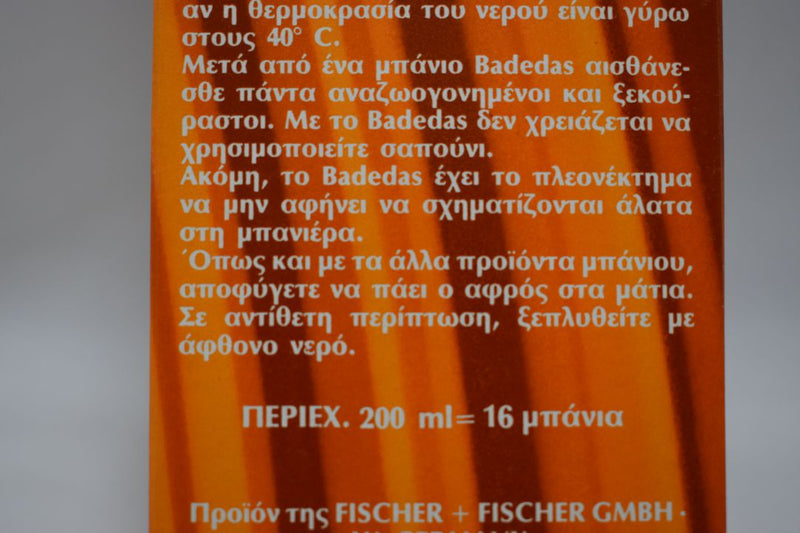 BADEDAS ORIGINAL SPORTING  (VERSION 1983) FOAM BATH GEL / ΑΦΡΟΛΟΥΤΡΟ GEL 200 ml 6.7 FL.OZ.