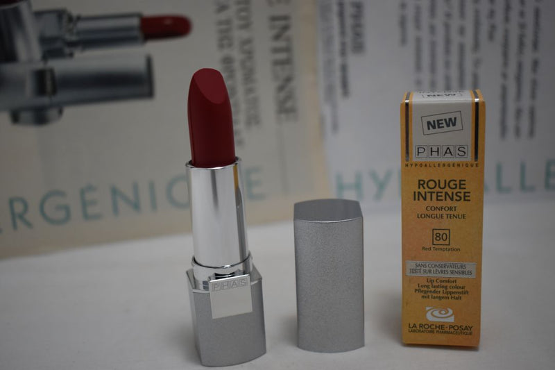 PHAS HYPOALLERGĖNIQUE ROUGE INTENSE - LIP COMFORT (80 - RED TEMPTATION) / Κραγιόν έντονο, σε Απόχρωση (80 - Κόκκινος Πειρασμός), με Άνεση μεγάλης Διάρκειας στα Χείλη, 4 ml.