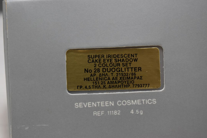 SEVENTEEN 17 COSMETICS CAKE EYESHADOW SUPER IRIDESCENT (No 28 - DUOGLITTER) / Συμπαγής Διπλή Σκιά Ματιών, Σούπερ Ιριδίζουσα -  (COLLECTION 28) -  Σε Απόχρωση (Γκρι Μεταλλικό - Μπλε) 4.5 g.