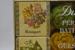 DuCAIR GIFT BOX (VERSION 1981) 6 PERFUMED BATH CUBES AND 8 GUEST SOAPS / Συσκευασία Δώρου  από 6 Αρωματισμένους κύβους Μπάνιου NET WT. 9 OZ,  και 8 Σαπούνια διαφορετικών χρωμάτων, σε σχήμα Μπουμπούκι Τριαντάφυλλου, 2.4  OZ.