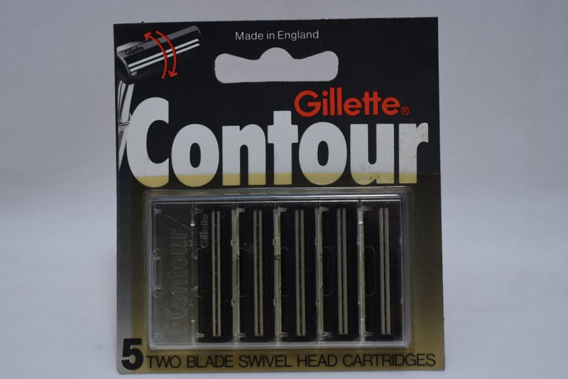 Gillette Contour / ATRA ORIGINAL (VERSION 1977) Deluxe Lightweight TWO BLADE SWIVEL HEAD RAZOR Sealed and Unused + Gillette Contour / ATRA ORIGINAL (VERSION 1977) RAZOR BLADE REFILLS, 5 CARTRIDGES (1 PACK)