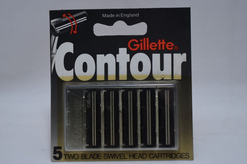 Gillette Contour / ATRA ALL METAL ORIGINAL (VERSION 1977) TWO BLADE SWIVEL HEAD RAZOR Sealed and Unused + Gillette Contour / ATRA ORIGINAL (VERSION 1977) RAZOR BLADE REFILLS, 5 CARTRIDGES (1 PACK)