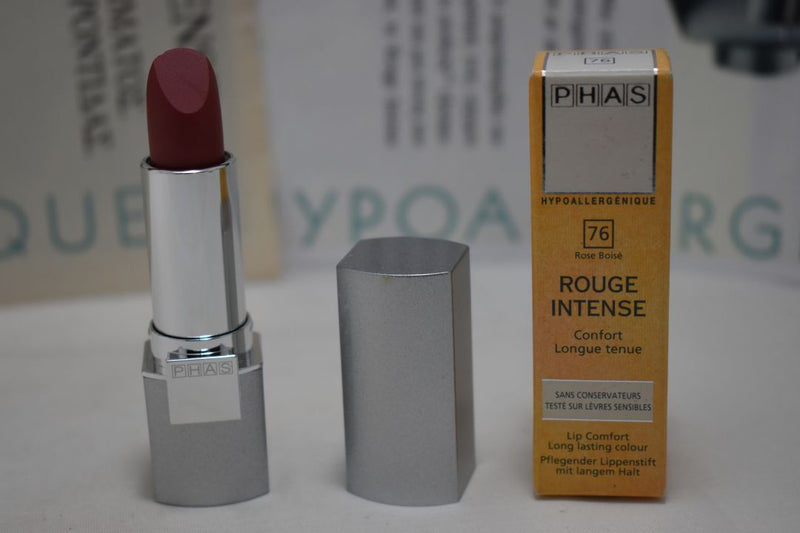 PHAS HYPOALLERGĖNIQUE ROUGE INTENSE - LIP COMFORT (76 - ROSE BOISE) / Κραγιόν έντονο, σε Απόχρωση (76 - Ροζ Τριανταφυλλί), με Άνεση μεγάλης Διάρκειας στα Χείλη, 4 ml.