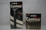 Gillette Contour / ATRA ORIGINAL (VERSION 1977) Deluxe Lightweight TWO BLADE SWIVEL HEAD RAZOR Sealed and Unused + Gillette Contour / ATRA ORIGINAL (VERSION 1977) RAZOR BLADE REFILLS, 5 CARTRIDGES (1 PACK)