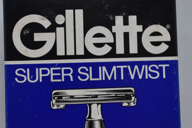 Gillette SUPER SLIMTWIST (VERSION 1977) ORIGINAL SAFETY RAZOR + Gillette SUPER SILVER (10) STAINLESS STEEL BLADES Platinum hardened edges