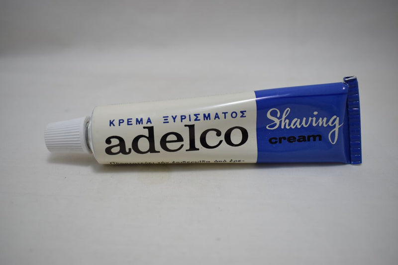 adelco shaving cream (version 1977) / Κρέμα ξυρίσματος για την αποτελεσματική προστασία της επιδερμίδας από ερεθισμούς και μολύνσεις 40 gr 1.4 OZ.