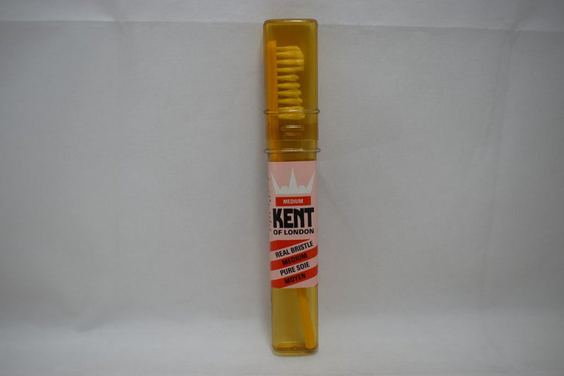 KENT OF LONDON ORIGINAL TOOTHBRUSH (MEDIUM) CURVED TUFT REAL BRISTLE YELLOW COLOR (VERSION 1977) / ΟΔΟΝΤΟΒΟΥΡΤΣΑ ΜΕ ΚΑΜΠΥΛΕΣ ΚΑΙ ΑΥΘΕΝΤΙΚΕΣ ΤΡΙΧΕΣ (ΜΕΣΑΙΑΣ ΣΚΛΗΡΟΤΗΤΑΣ) ΧΡΩΜΑΤΟΣ KΙΤΡΙΝΟΥ.