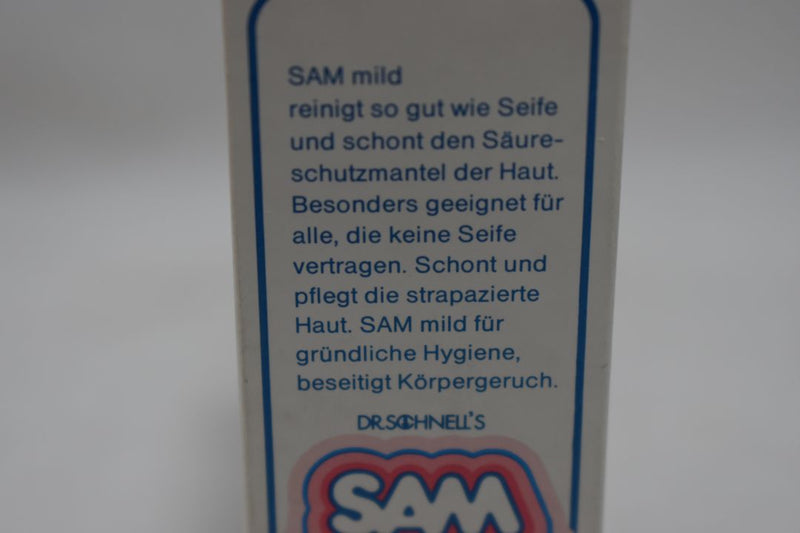 DR.SCHNELL'S SAM MILD SOAP (PH 5,5) is a mild soap-free cleanser, Antiallergic, for deep facial cleansing (VERSION 1988) / Σαπούνι Ουδέτερο, για Βαθύ Καθαρισμό προσώπου, Αντιαλλεργικό 100 g 3.5 OZ.