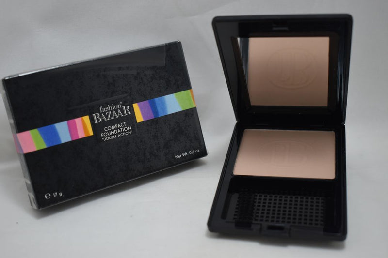 FASHION BAZAAR COMPACT FOUNDATION "DOUBLE ACTION" / Συμπαγές Μέικ απ Διπλής Δράσης σε Απόχρωση (LIGHT BEIGE - ΑΝΟΙΚΤΟ ΜΠΕΖ) 17 g.