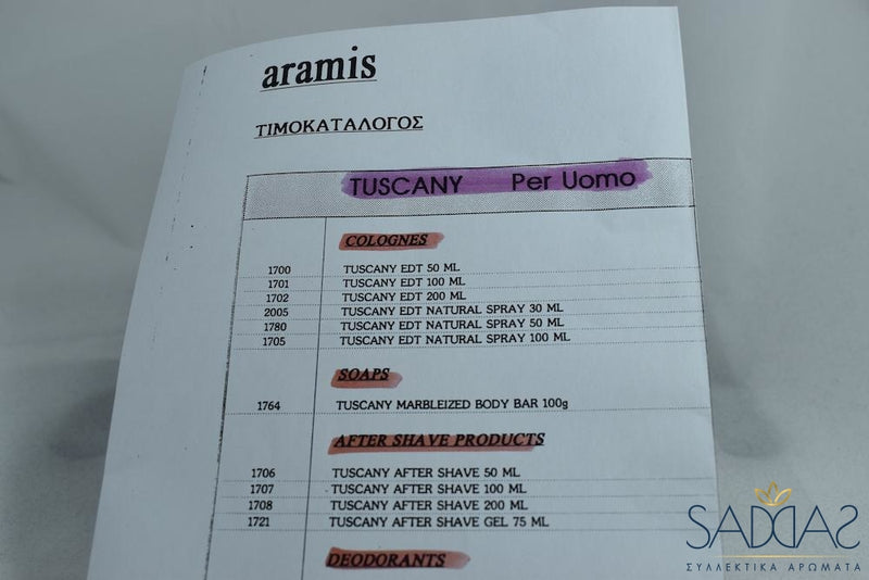Aramis Tuscany Per Uomo (1984) Eau De Toilette Natural Spray 100 Ml 3.4 Fl.oz.