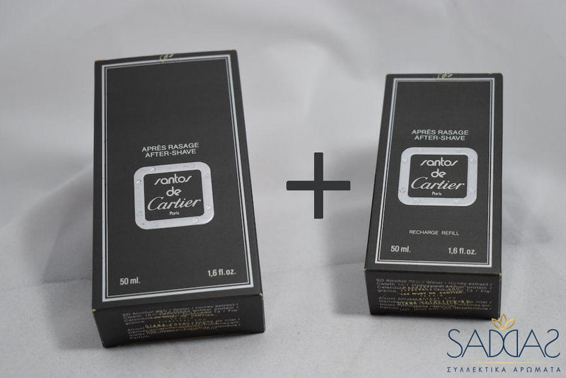 Cartier Santos De (1981) For Men After-Shave 50 Ml 1 6 Fl.oz - Complet (Refillable) * + Recharge