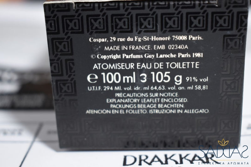 Guy Laroche Drakkar Noir (Version De 1982) Pour Homme / For Men Eau Toilette Atomiseur 100 Ml 3.4