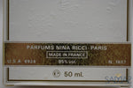 Nina Ricci (Version 1987) Original (Flacon Lalique) Pour Femme Eau De Toilette 50 Ml 1.7 Fl.oz.