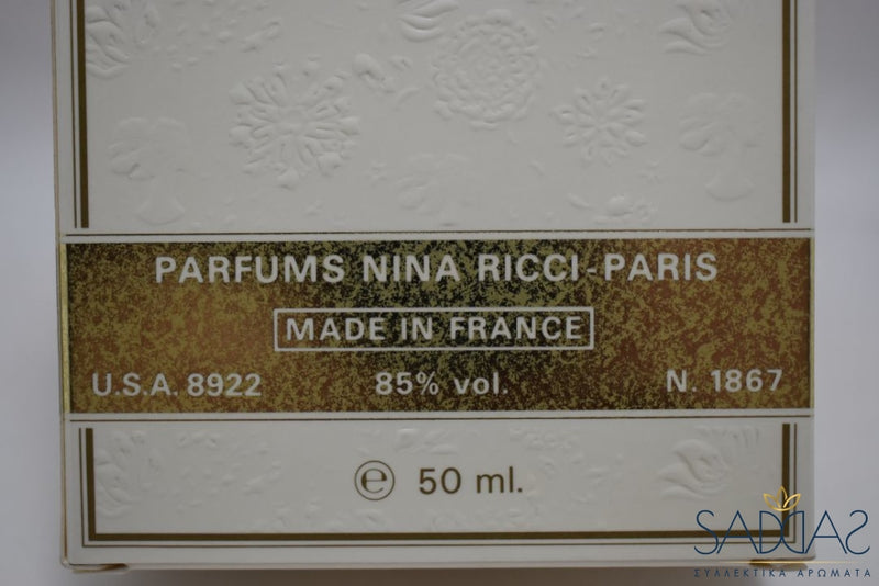 Nina Ricci (Version 1987) Original(Flacon Lalique) Pour Femme Eau De Toilette Vaporisateur 50 Ml 1.7